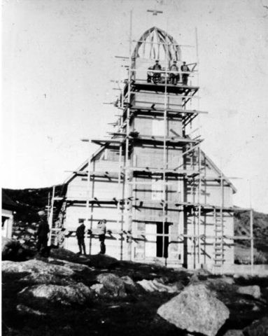 008: Church under construction at Red Island. (circa 1932)